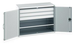 1300mm Wide Industrial Tool Cupboards Bott Cupboard 1300Wx650Dx1000mm H - 3 Drawers & 3 Shelves